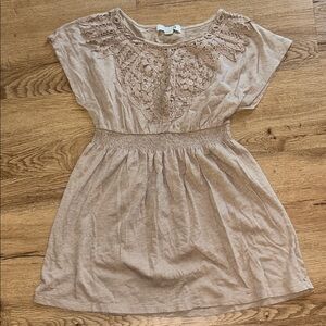 Forever 21 Tan Dress with Lace Detail